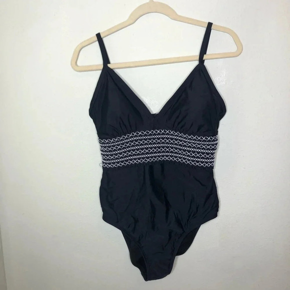 Kona Sol Smocked Detail Swimsuit Medium - Picture 1 of 7